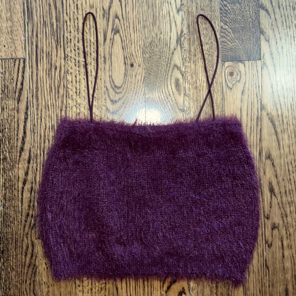 NWT ZARA FUZZY BURGUNDY CROP TANK